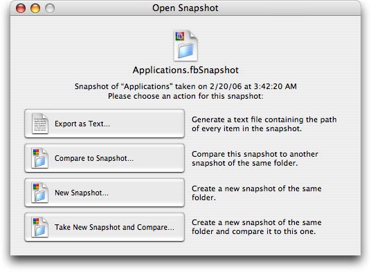 Open snapshot window